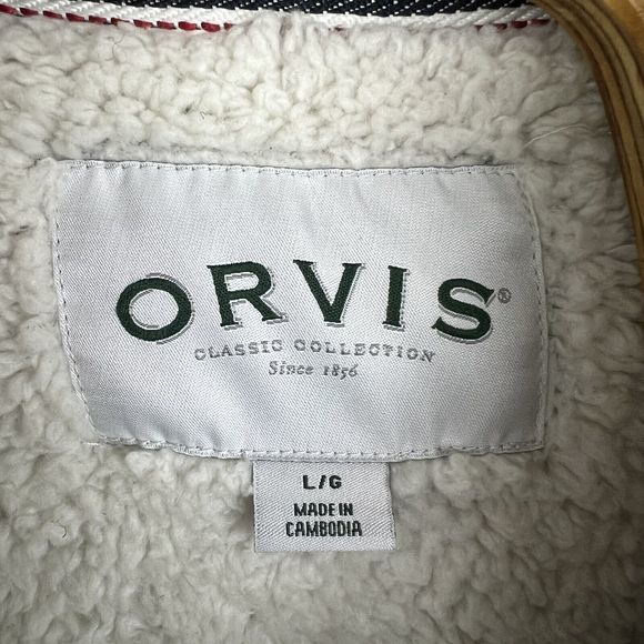 Orvis Mens Gray Sherpa Lined Quarter Zip Pull Over Heavyweight Sweatshirt Large - Picture 4 of 5